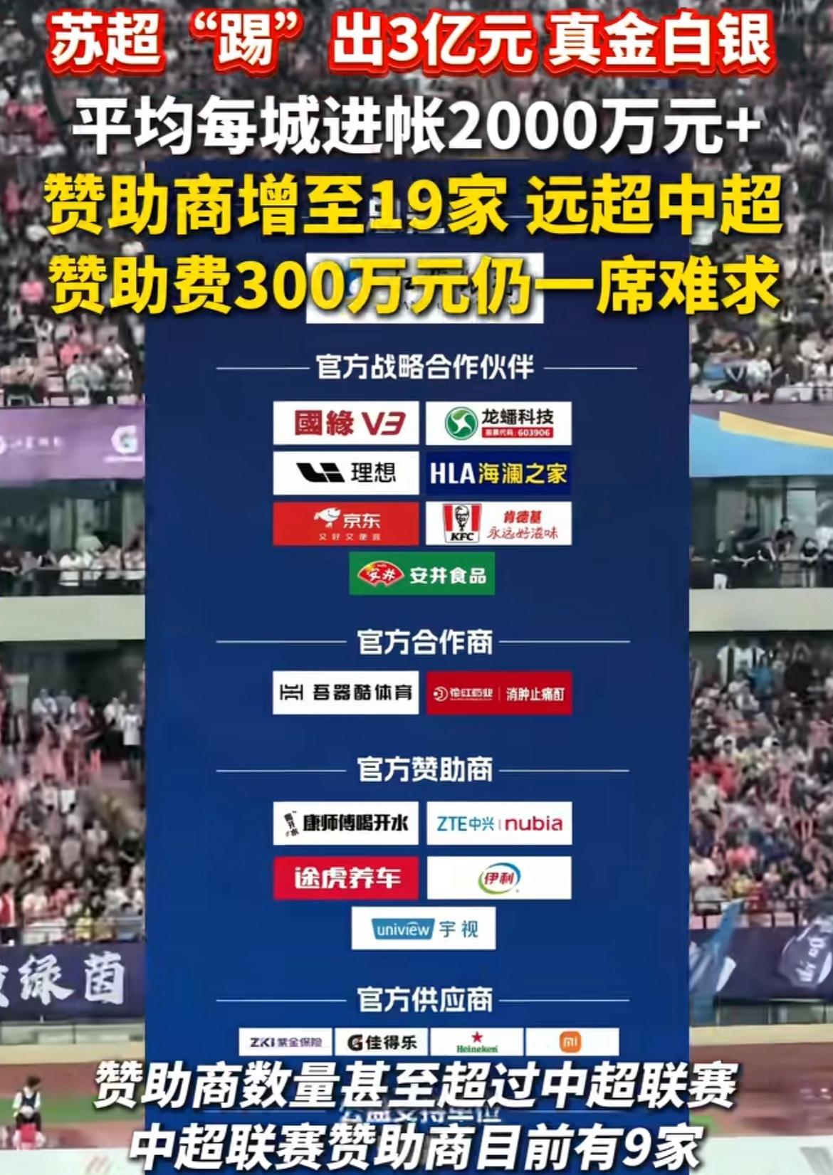 苏超火爆碾压中超！10元门票狂赚3亿